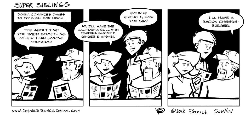 Sushi Burger Super Siblings Comic Strip by Patrick Scullin