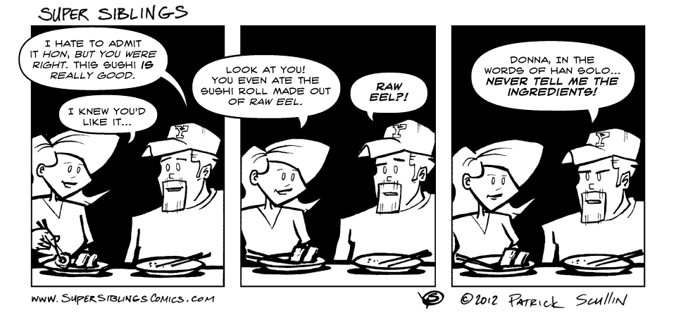 Solo Sushi Super Siblings Comic Strip by Patrick Scullin