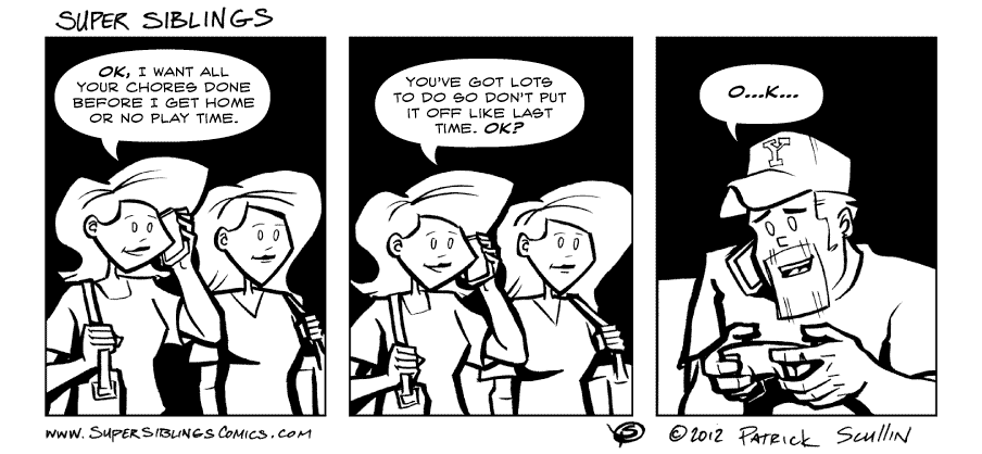 Chores Super Siblings Comic Strip by Patrick Scullin