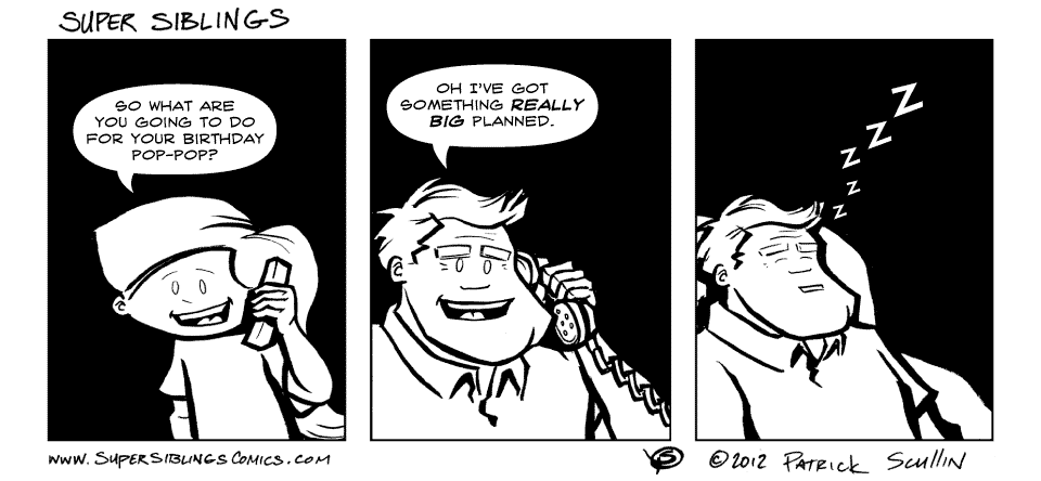 Birthday Activity Super Siblings Comic Strip by Patrick Scullin