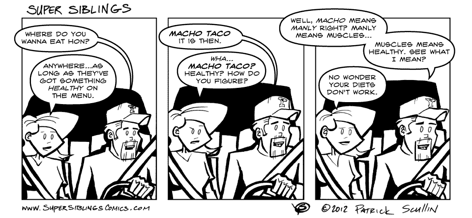 Muy Macho Super Siblings Comic Strip by Patrick Scullin