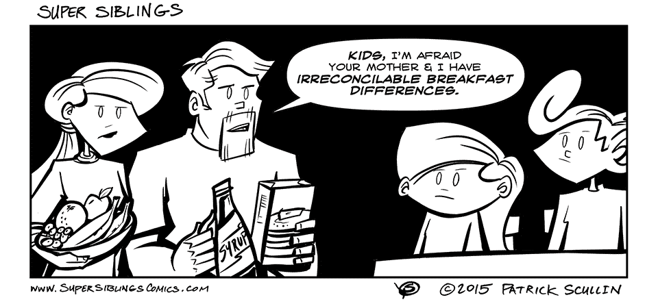 irreconcilable Differences Super Siblings Comic Strip by Patrick Scullin